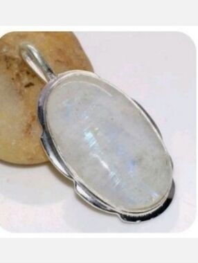 Rainbow Moonstone Gemstone 925 Sterling Silver Handmade Pendant Necklace